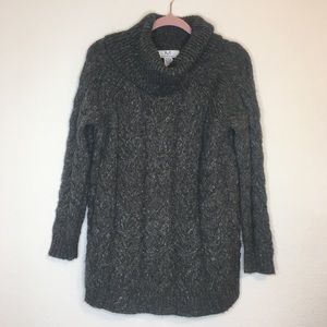 Magaschoni Womens Cable Knit Turtleneck Gray